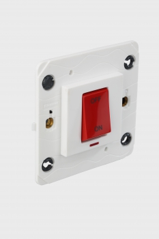 Arteor - 1-way double pole switch with indicator Red indicator supplied 40 A - 230 V~ (White)